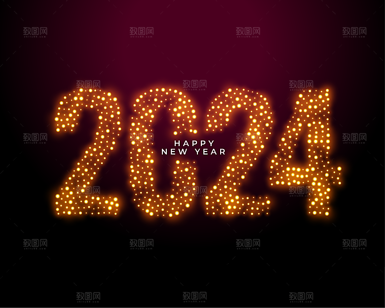 2024闪耀新年海报模板矢量