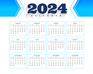 2024新年日历矢量模板素材