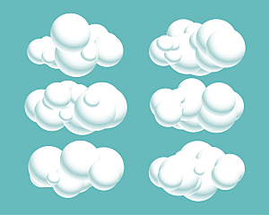 白色3D立体云朵矢量素材