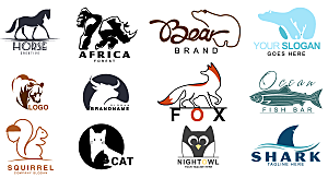 动物主题标志logo设计矢量
