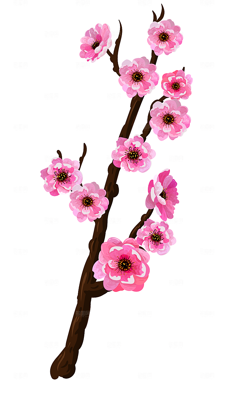 粉色樱花素材矢量模板