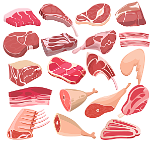 各种肉类食材合集矢量