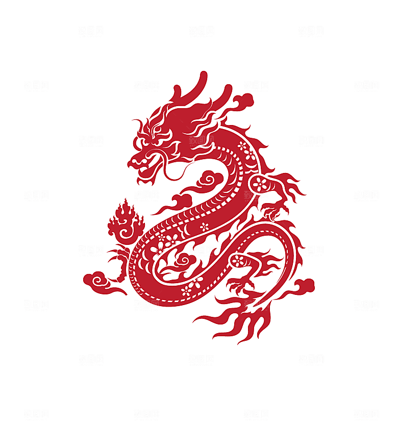古典中国风龙剪纸矢量模板