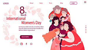 国际妇女节网站设计矢量