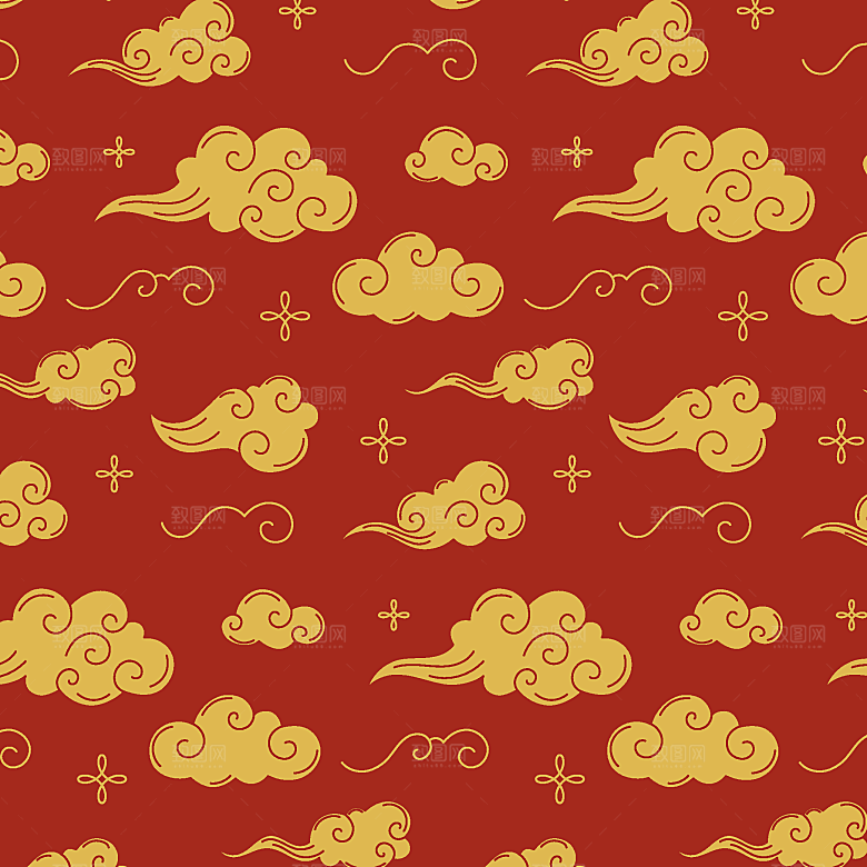红色祥云矢量背景图素材