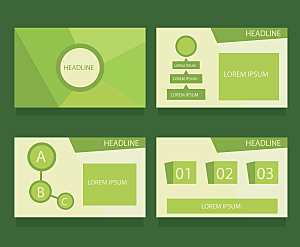 绿色简洁四页PPT设计矢量模板