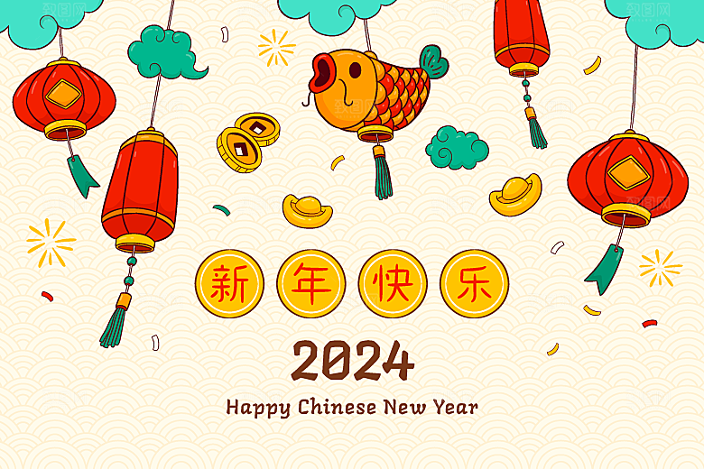 中国新年庆典背景矢量图