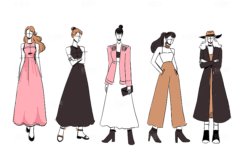女性时尚服装草图矢量