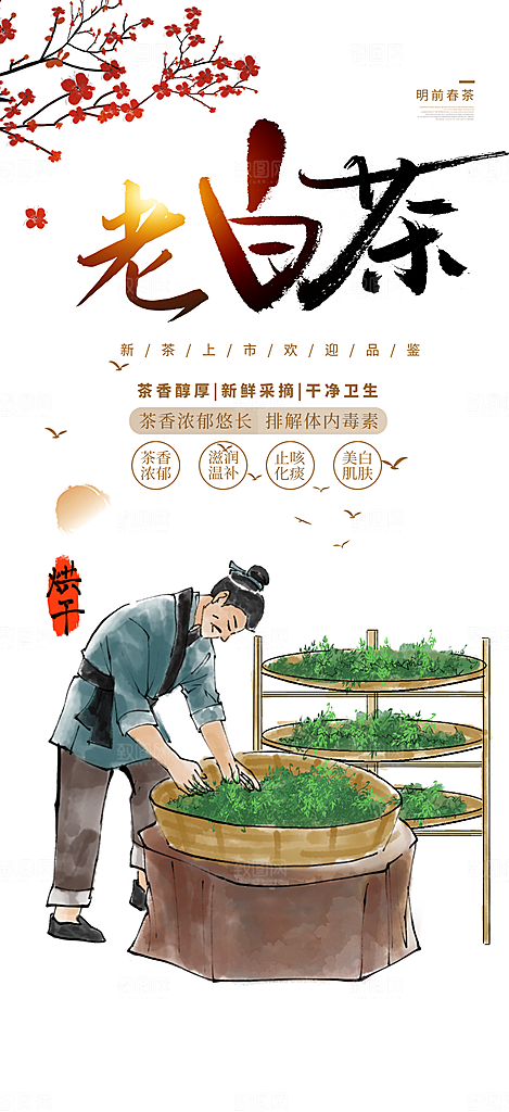 老白茶促销活动周年庆海报