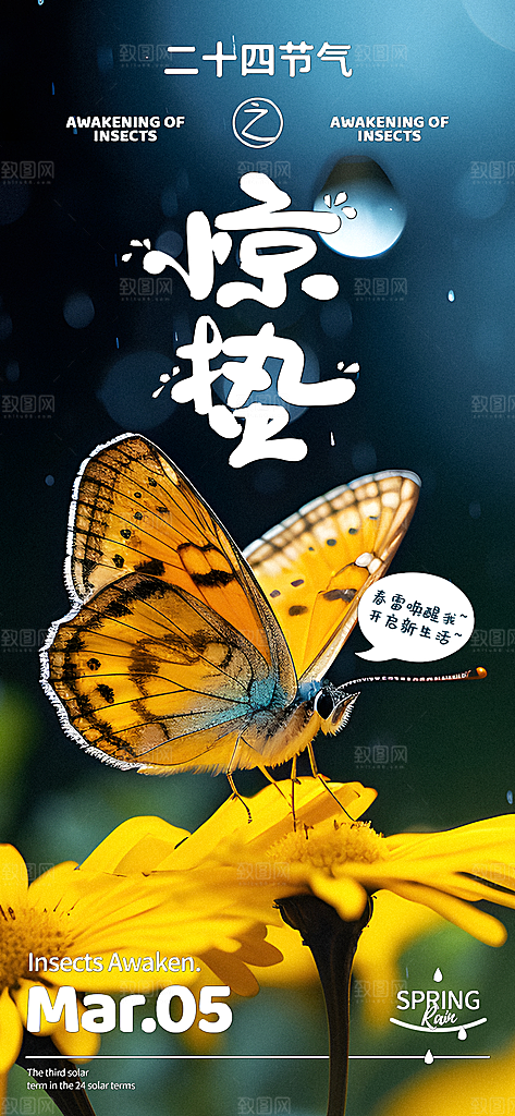 中国传统节气惊蛰海报