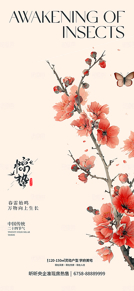 中国传统24节气惊蛰展板