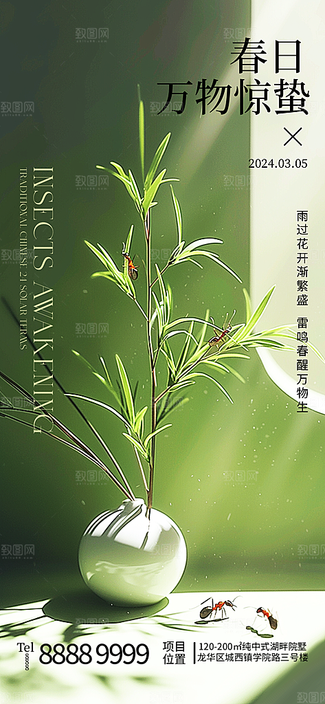 中国传统节气惊蛰海报