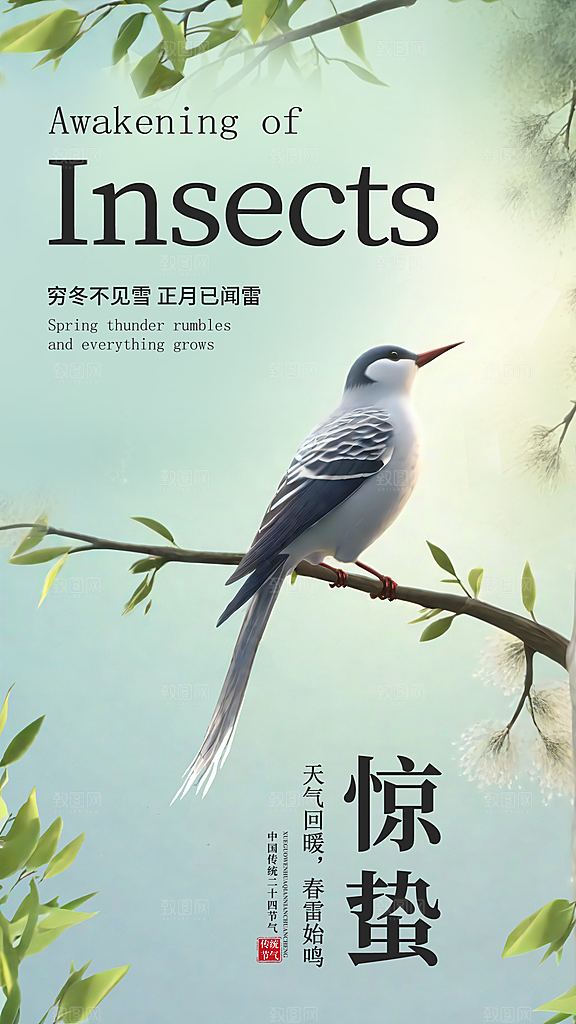 中国传统24节气惊蛰展板