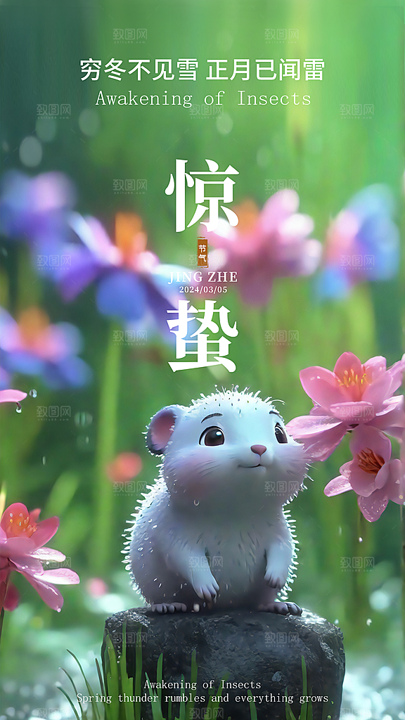 中国传统24节气惊蛰展板