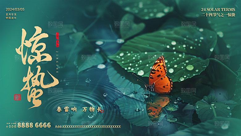 中国传统节气惊蛰展板