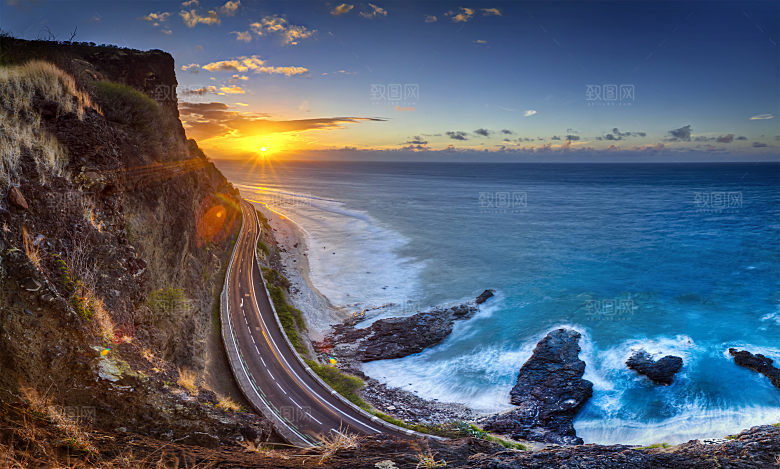 海景水景山脉高原后期合成背景素材