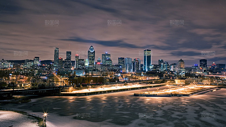 夜景城市后期合成背景素材