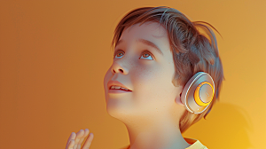 全国爱耳日宣传聆听音乐3D人物