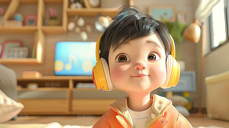 全国爱耳日宣传聆听音乐3D人物
