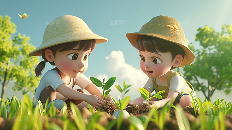植树节活动海报3D场景