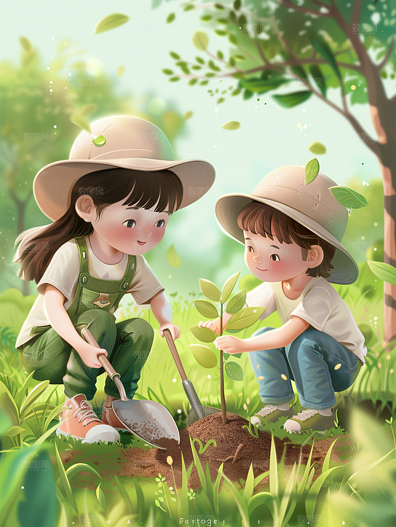 植树节活动海报3D场景