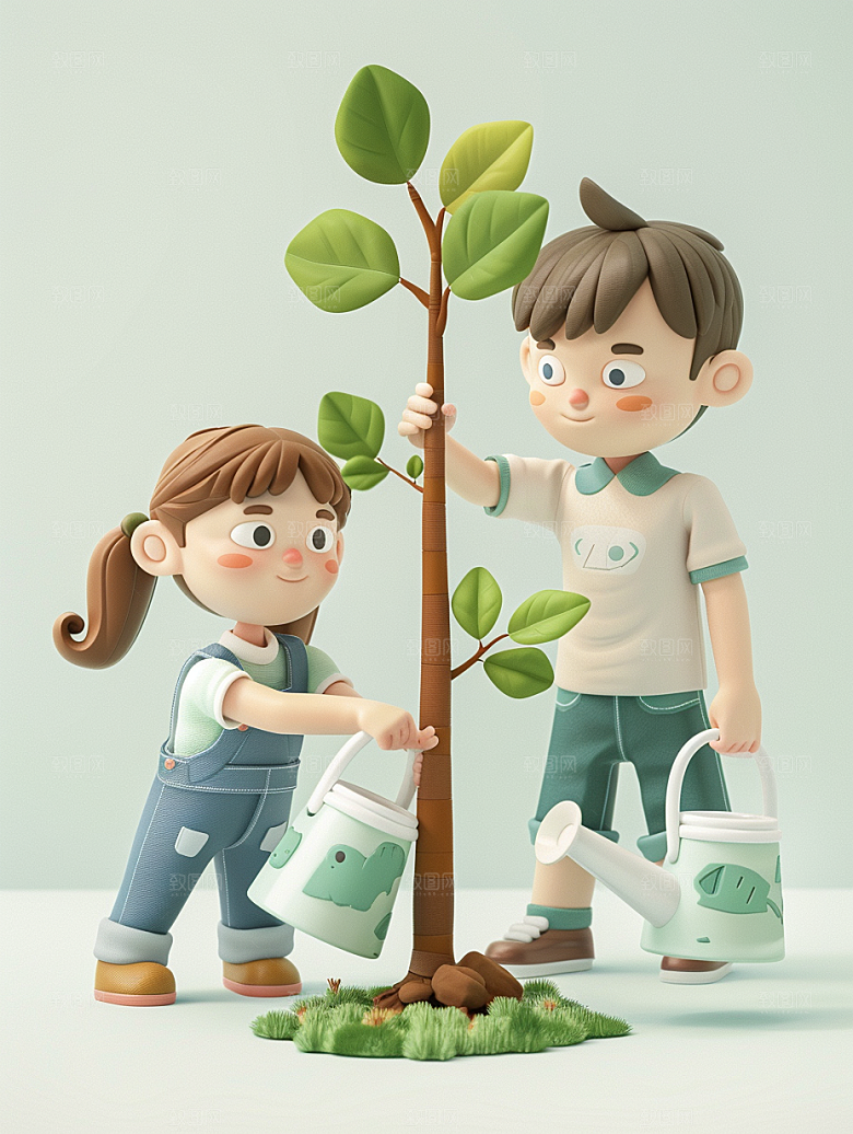 植树节活动海报3D场景
