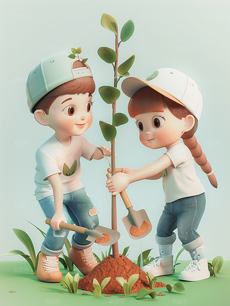 植树节活动海报3D场景