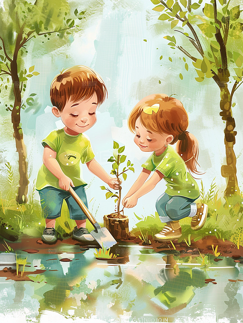 植树节活动海报3D场景