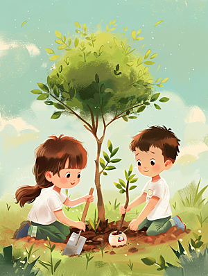 植树节活动海报3D场景