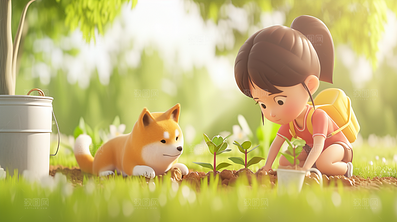 植树节活动海报3D场景
