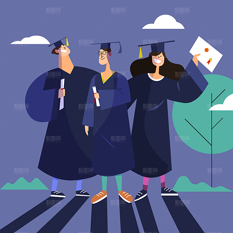 毕业男女学生设计矢量