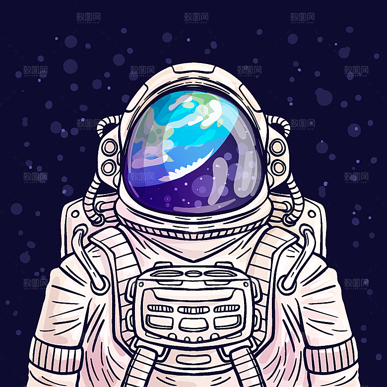 彩绘宇航员矢量图