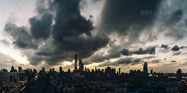 自然风景城市剪影夜晚素材