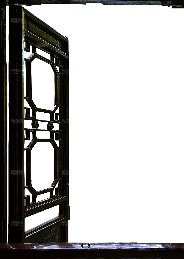 复古古代建筑窗户门窗素材