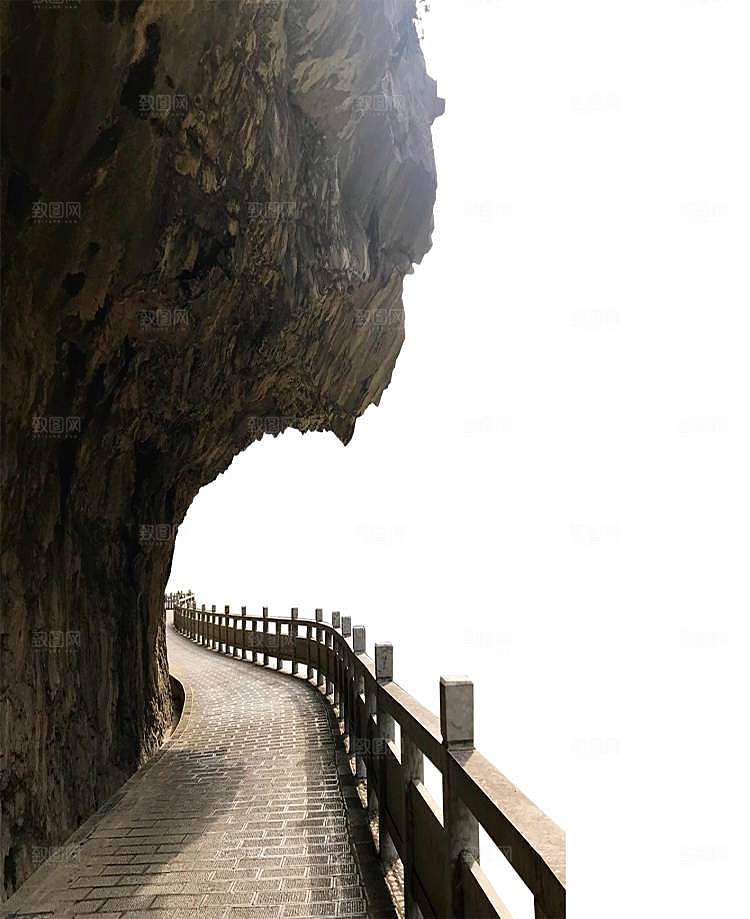栏杆栅栏岩石前景素材