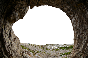 山洞自然岩石栅栏素材