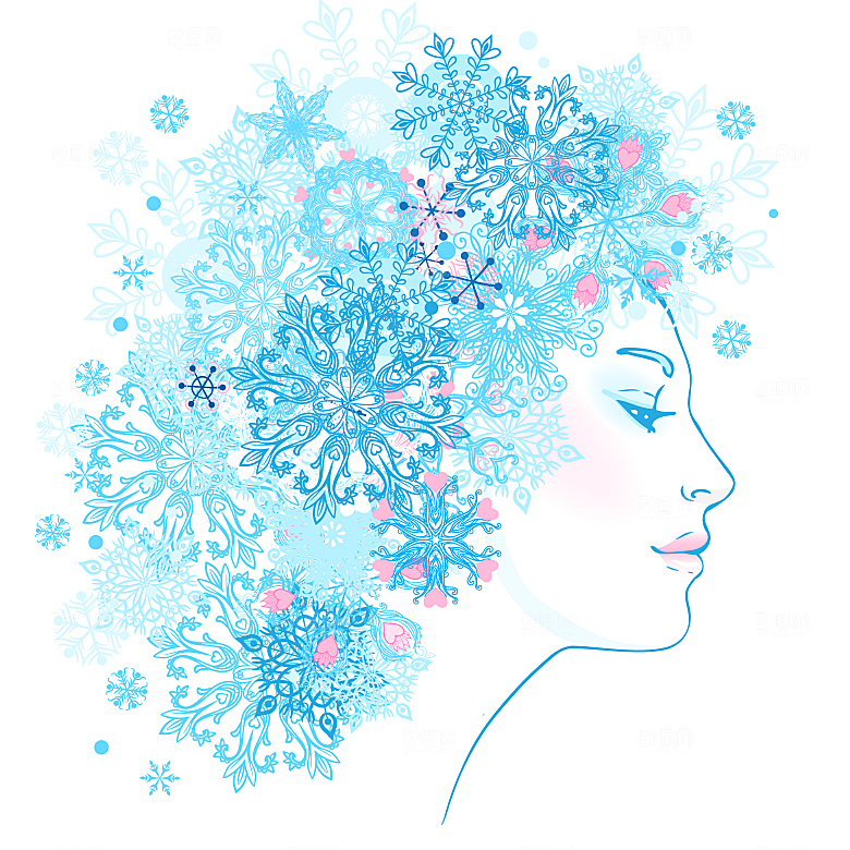 雪花女人侧面像矢量图
