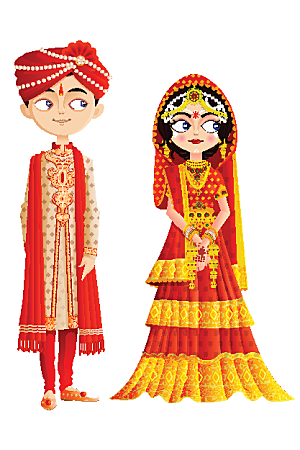 印度传统婚礼服饰矢量