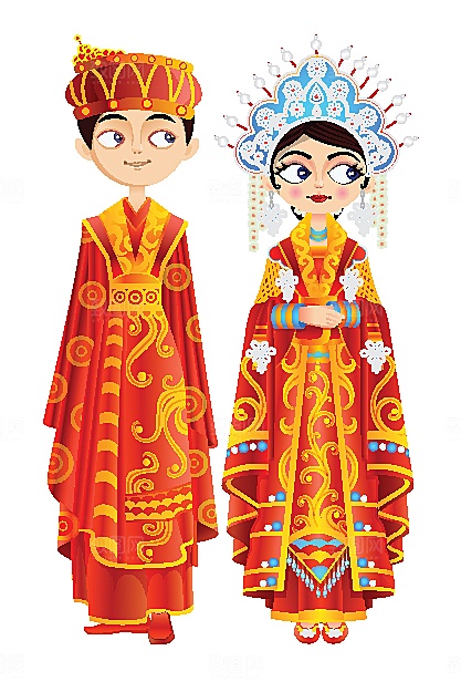 中国传统婚礼服饰矢量