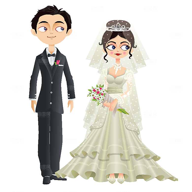 西式婚礼人物矢量图