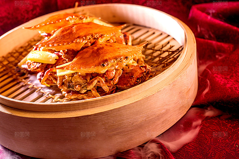 蒸螃蟹海鲜美食摄影
