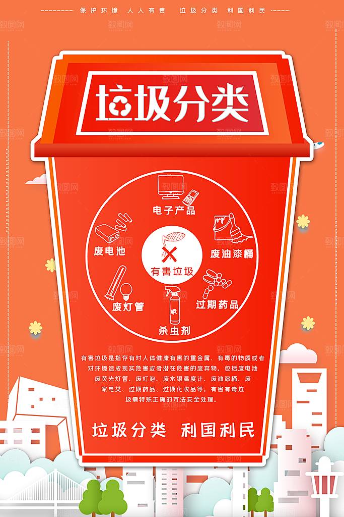 清新保护环境垃圾分类
