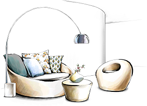 室内装饰沙发手绘创意效果图