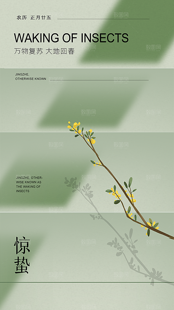 高档惊蛰节气宣传海报