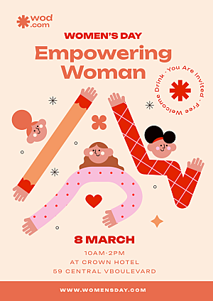 妇女节可爱插图免费海报