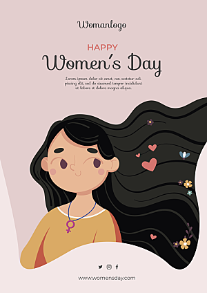 妇女节庆祝海报卡通ps素材