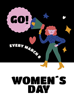 妇女节手绘卡通海报