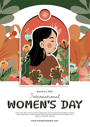国际三八妇女节卡通海报PSD模板