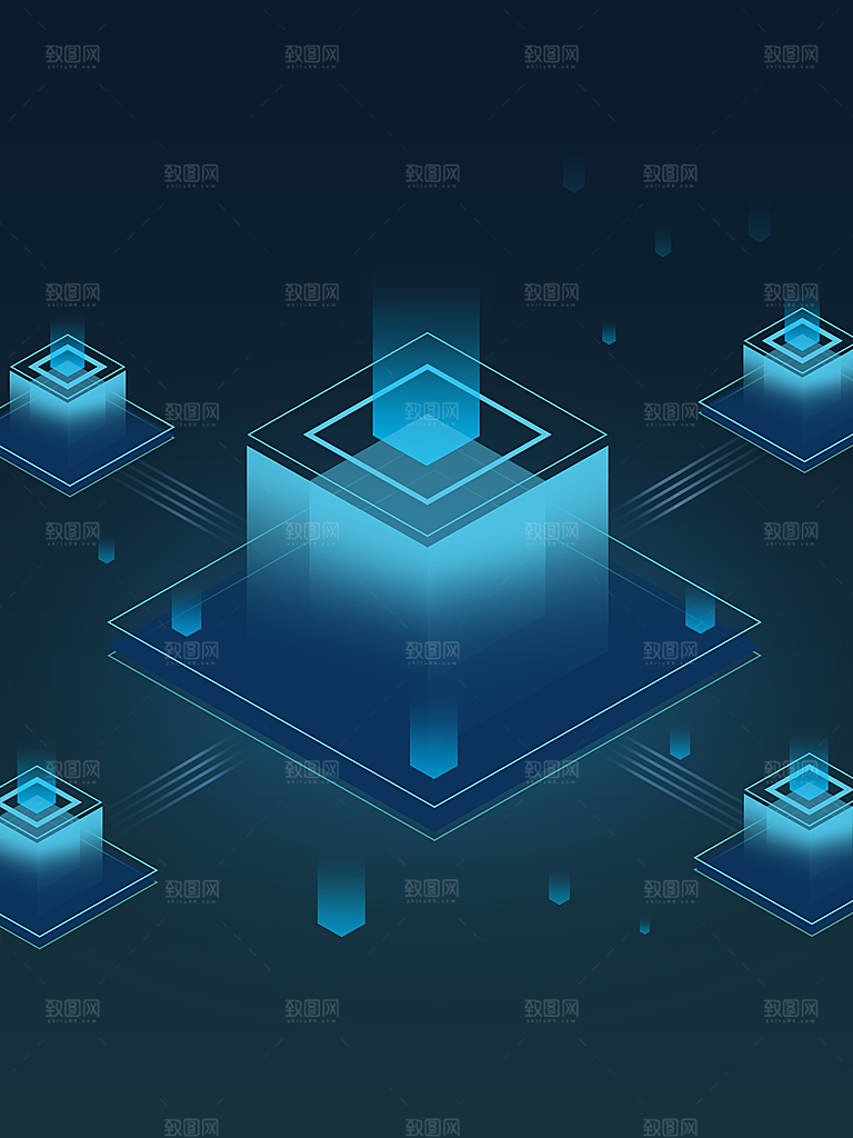 蓝色二维创意科技背景设计