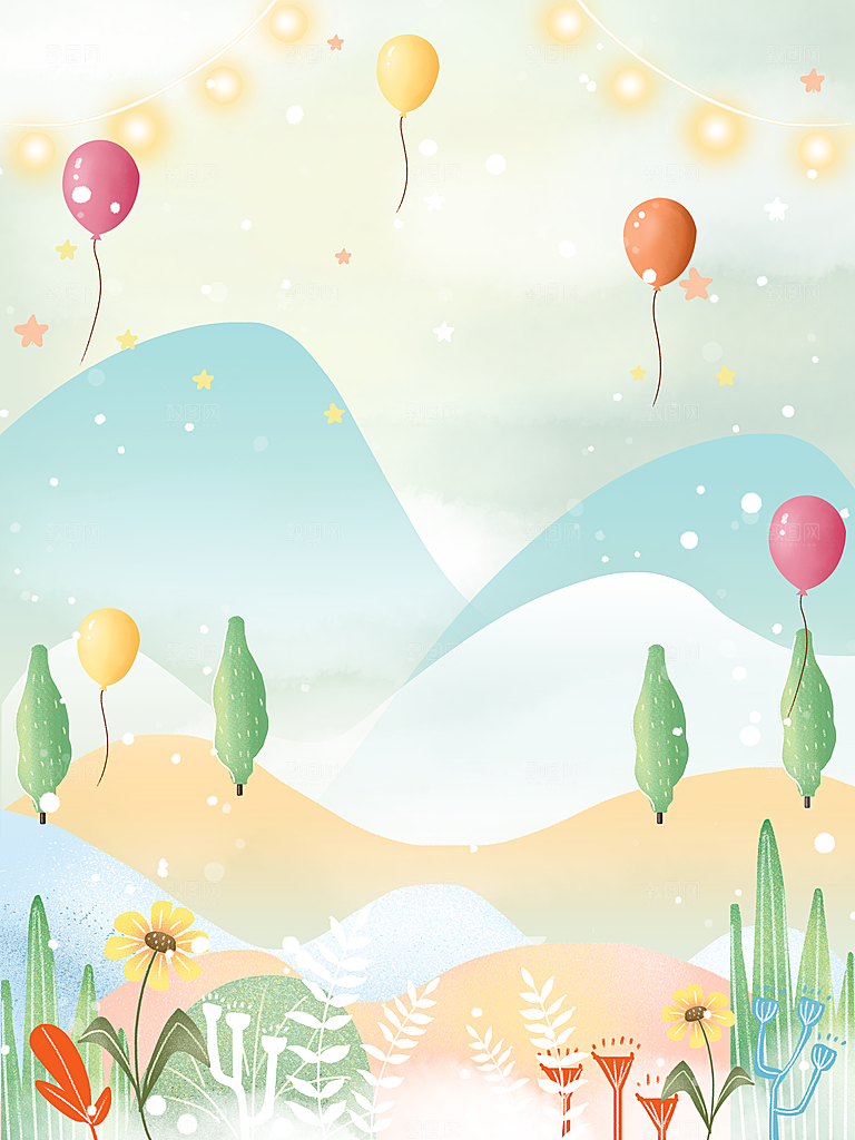 母亲节海报背景卡通插画设计